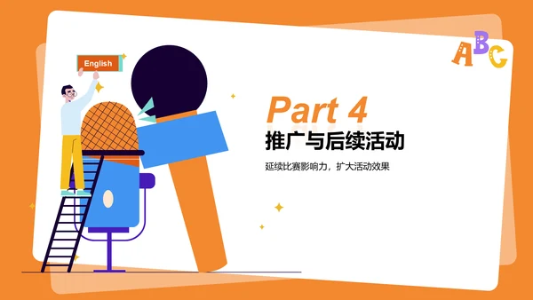 橙色插画英语演讲比赛流程设计PPT模板