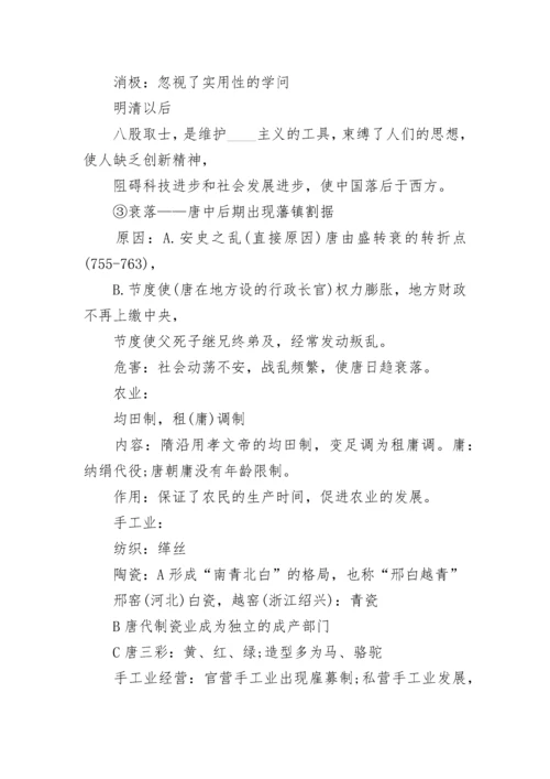 高二历史必修一知识点总结归纳.docx