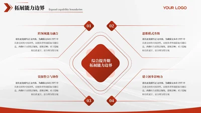 红色简约风4项矩阵PPT单页