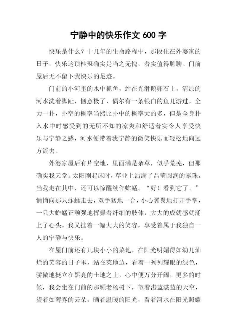 宁静中的快乐作文600字.docx