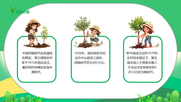 春天效游手植绿意植树节种树通用PPT模板