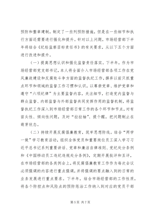 市场经营部党支部书记党风廉政建设监督责任落实汇报材料.docx