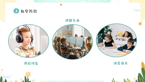 绿色清新卡通儿童教师幼儿园说课PPT说课稿