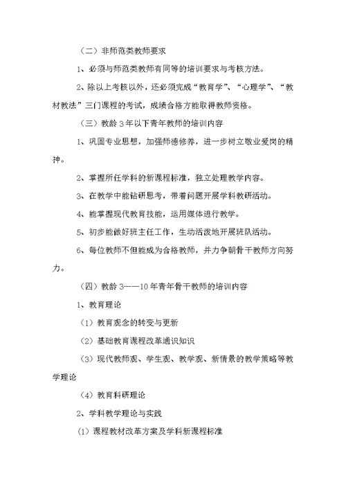 教师青年教师培训方案范文