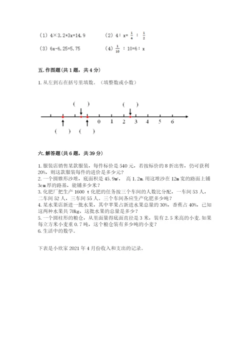 南昌市东湖区六年级下册数学期末测试卷及完整答案1套.docx