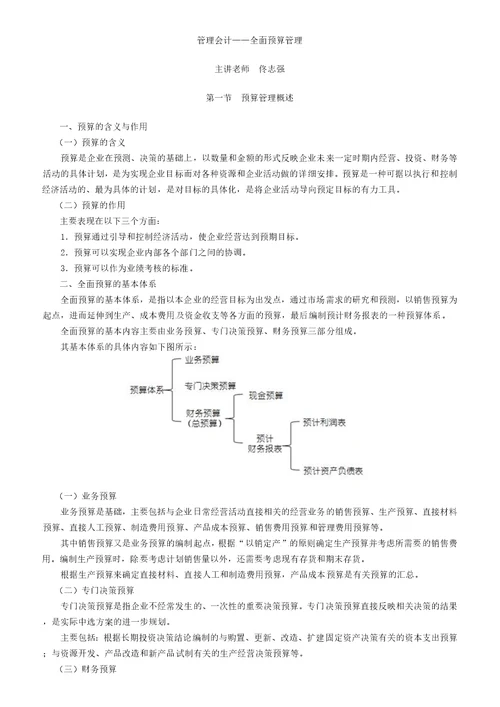 管理会计全面预算管理概述