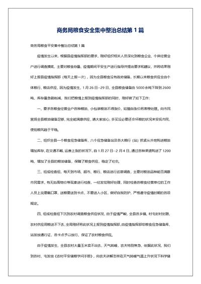 商务局粮食安全集中整治总结第1篇