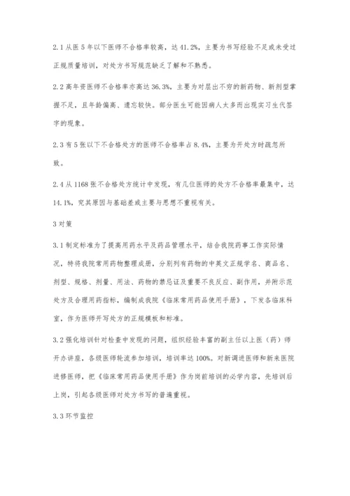 我院1168张不合格处方点评及对策.docx