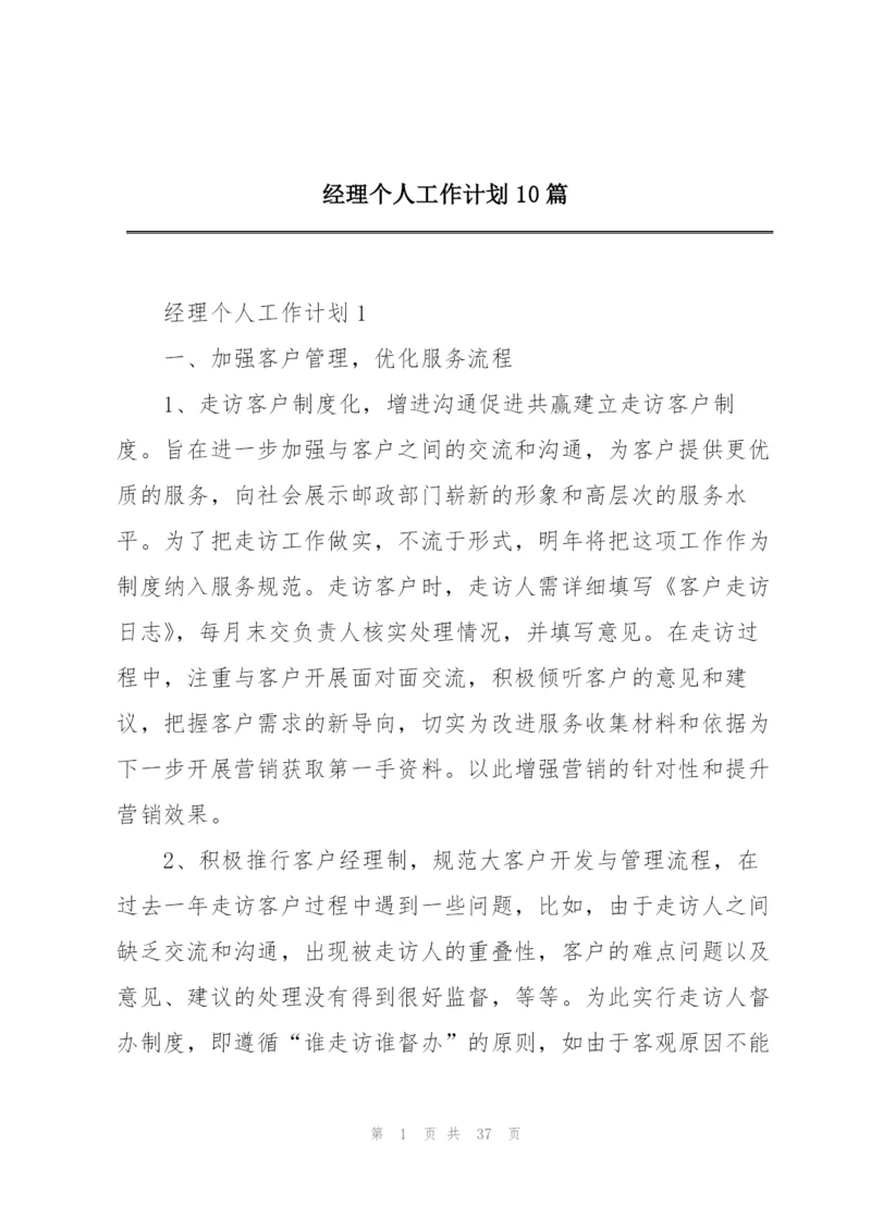 经理个人工作计划10篇.docx