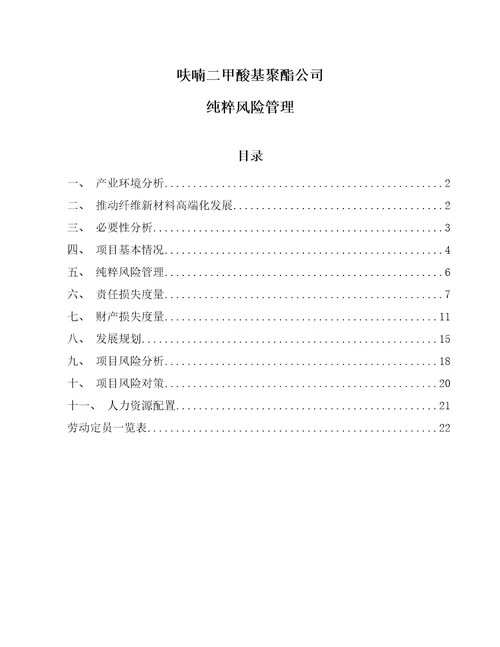 呋喃二甲酸基聚酯公司纯粹风险管理范文