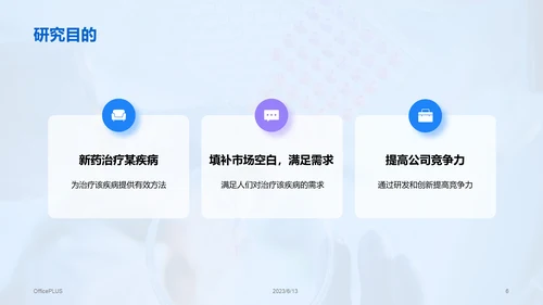 蓝色商务现代新药研发进展PPT模板