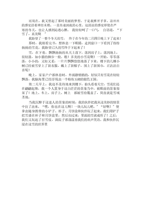终于下雪了作文范文精选
