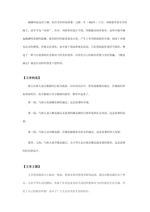 2023年部教版语文八年级下册桃花源记知识点归纳.docx