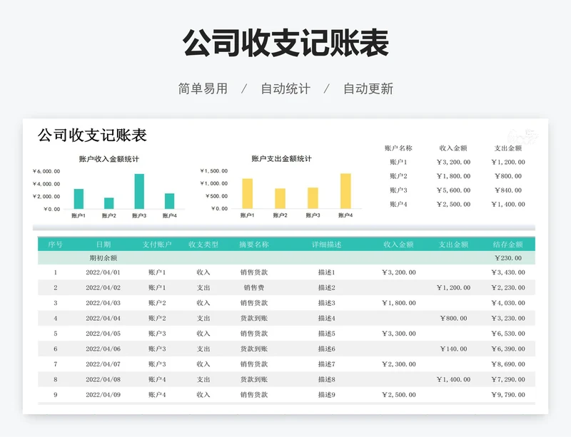 公司收支记账表
