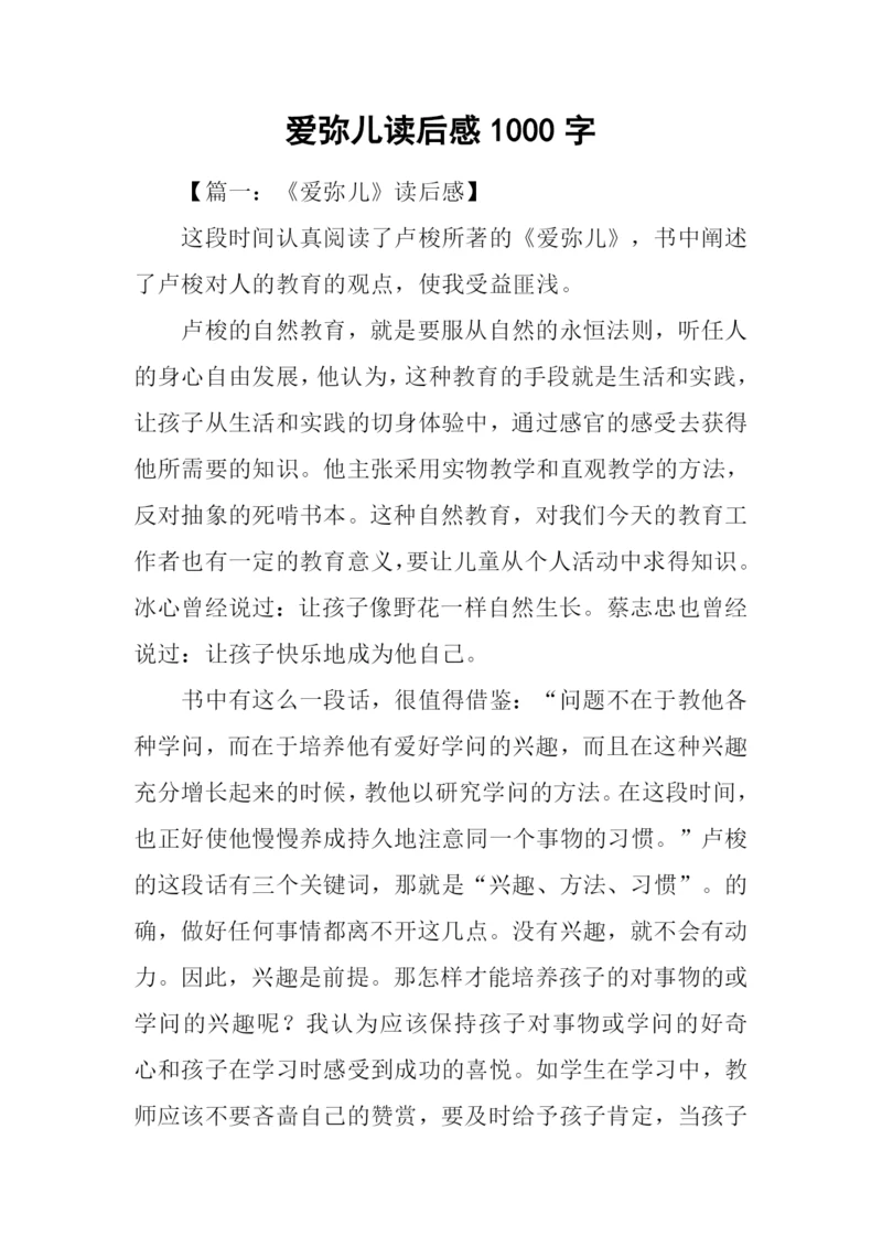 爱弥儿读后感1000字.docx