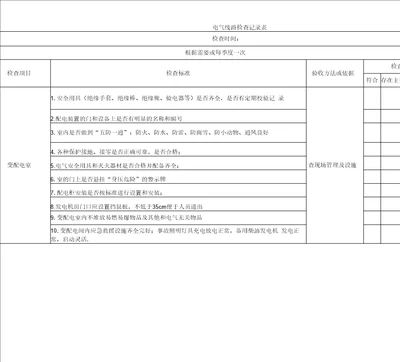 电气线路检查记录表整理