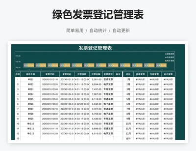 绿色发票登记管理表