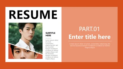 章节页-橙色简约杂志风英语自我介绍简历PPT单页