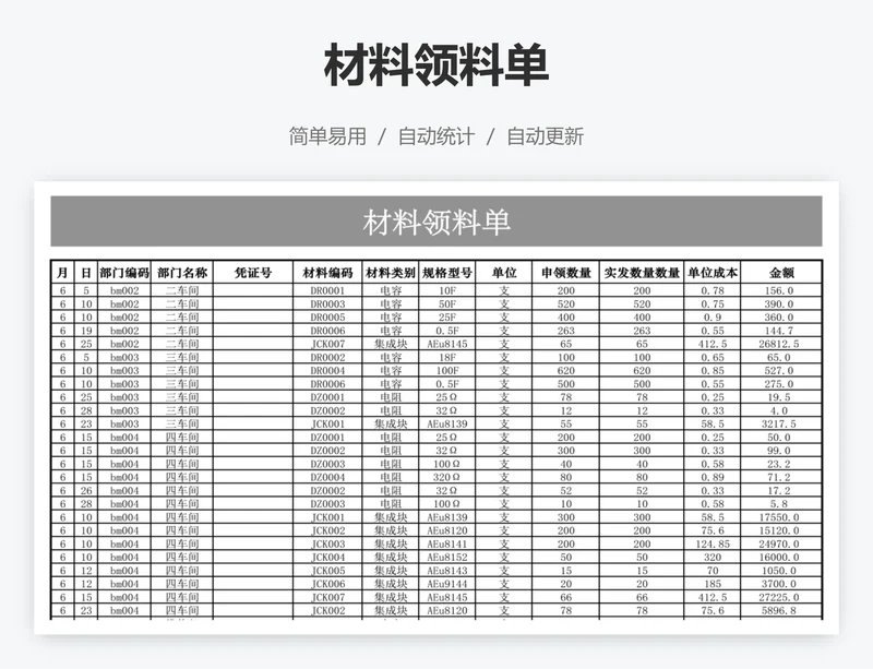 材料领料单