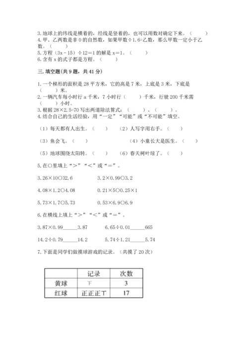 人教版数学五年级上册期末测试卷含答案解析.docx