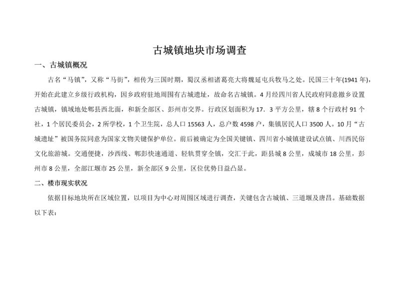古城镇市场调查分析报告.docx