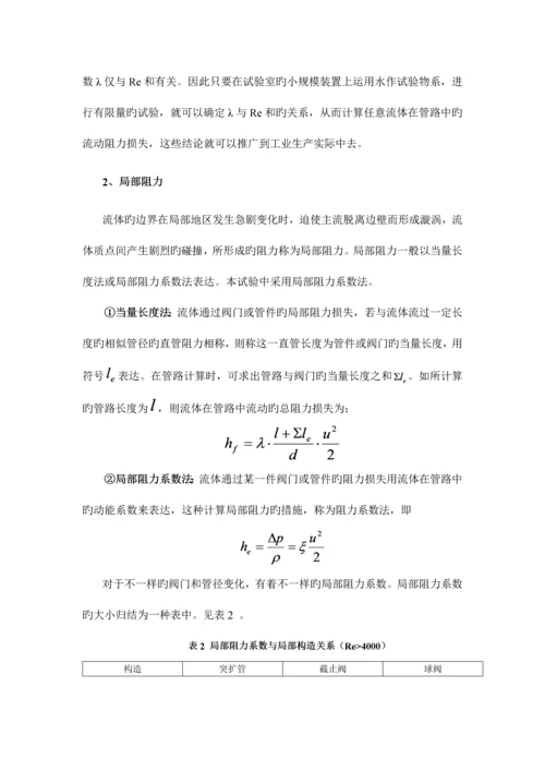 2023年化工原理流体阻力实验报告北京化工大学.docx