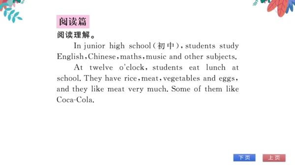 【外研版】七上 Module5 My school day 模块话题阅读与写作 习题课件