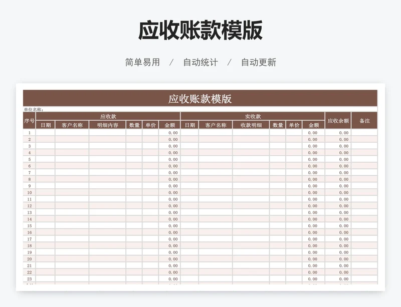 应收账款模版