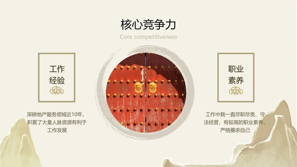 浅金色中国风总结竞聘晋升述职
