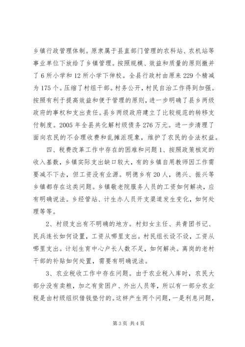 关于全县农村税费改革工作情况的调查.docx