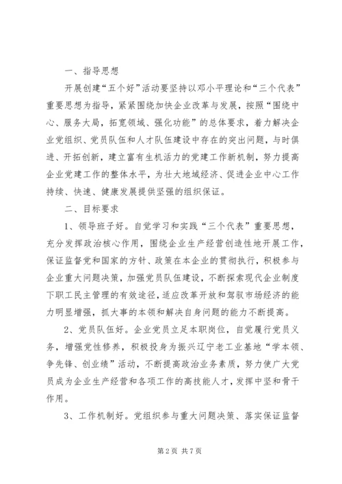 企业党组织中开展创建五个好活动的意见.docx