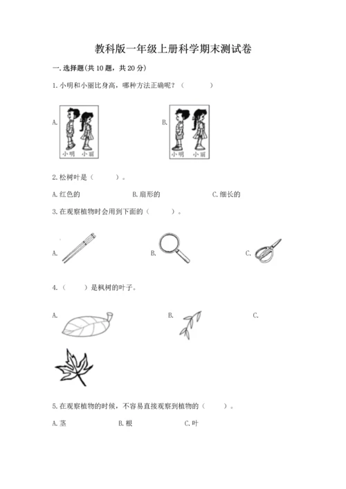 教科版一年级上册科学期末测试卷精品（完整版）.docx