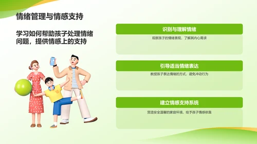 绿色3D风亲子教育PPT模板
