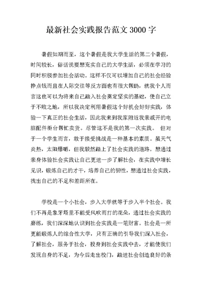 最新社会实践报告范文3000字
