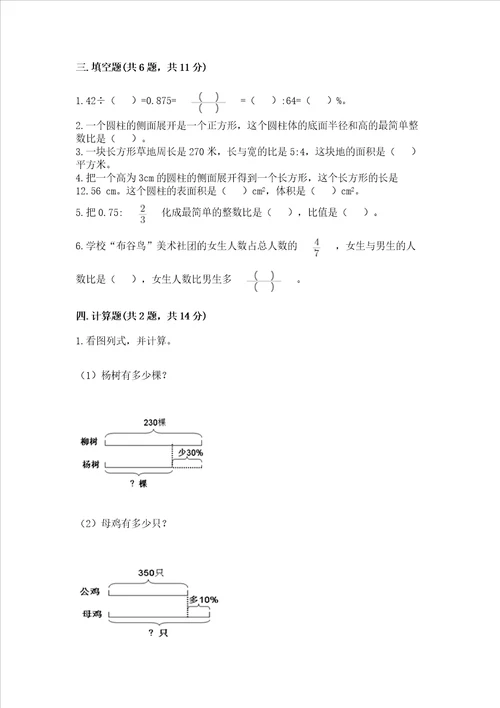 小学六年级下册数学期末考试试卷附答案【精练】