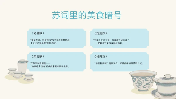 蓝色新中式插画苏东坡美食介绍PPT模板