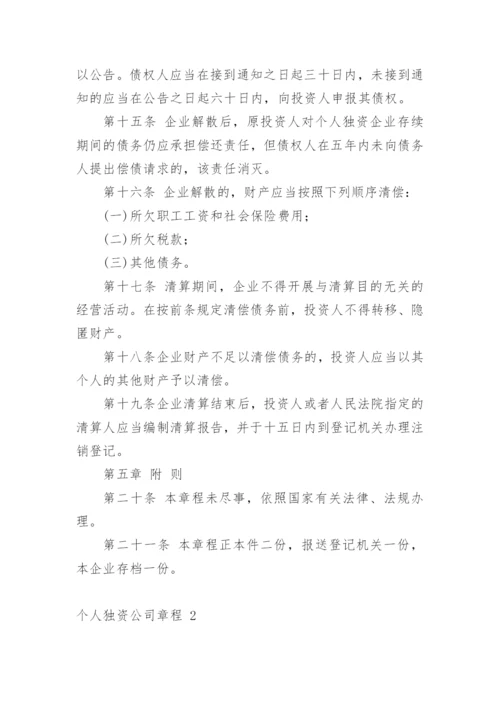 个人独资公司章程.docx