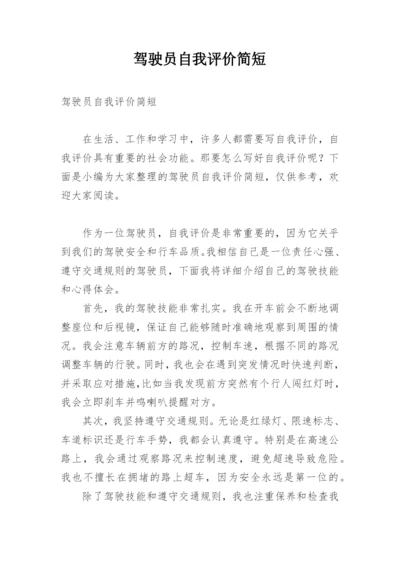 驾驶员自我评价简短.docx