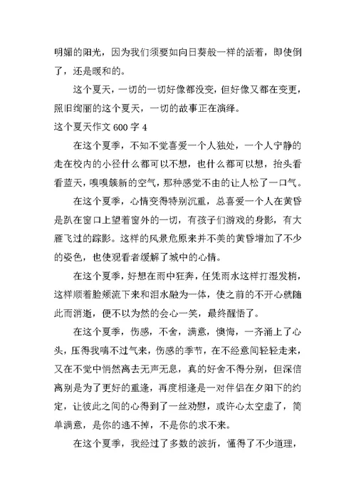 这个夏天作文600字
