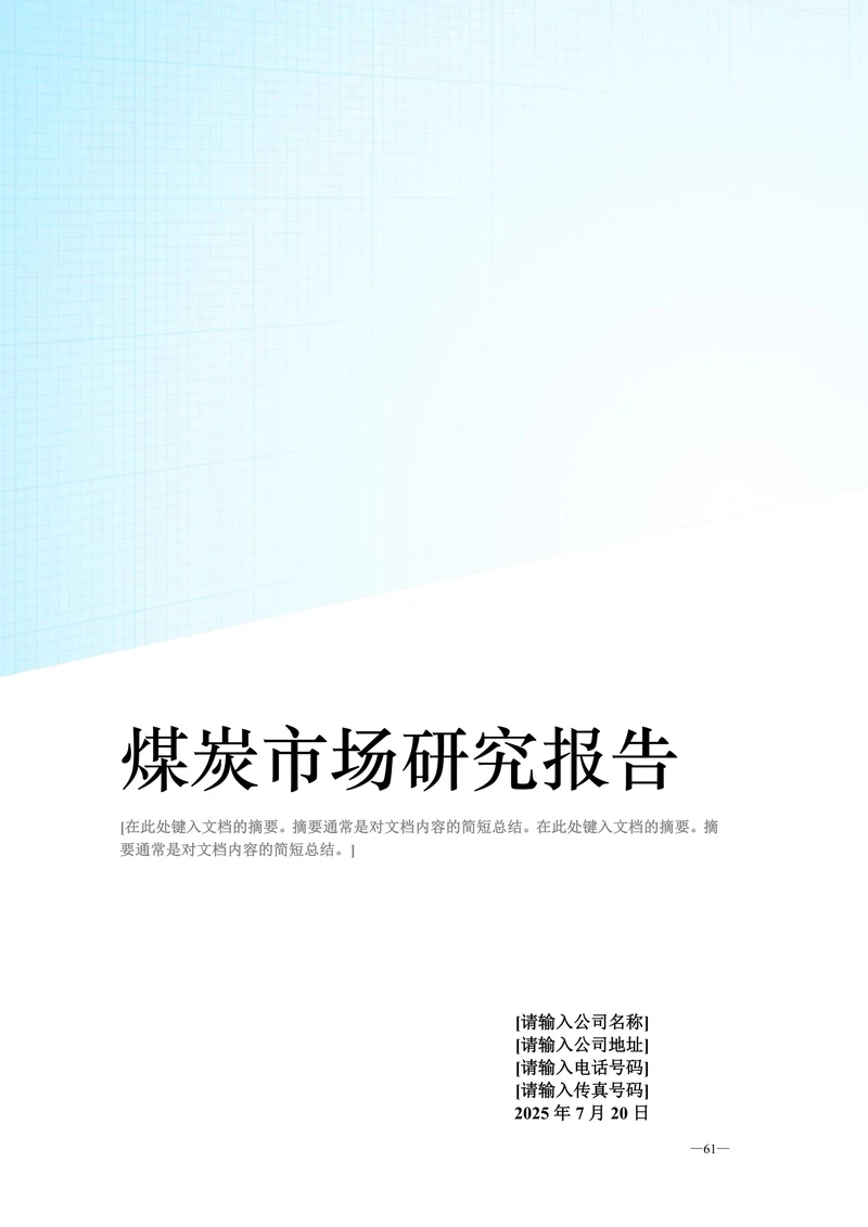 202X年国内煤炭市场研究报告