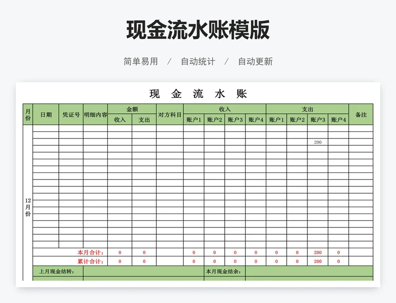 现金流水账模版