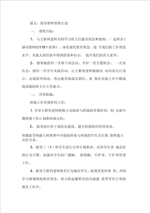 指导教师带教计划