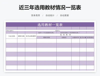 近三年选用教材情况一览表