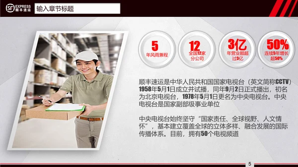 顺丰速运快递通用PPT模板