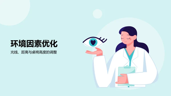 蓝色小清新防近视PPT模板