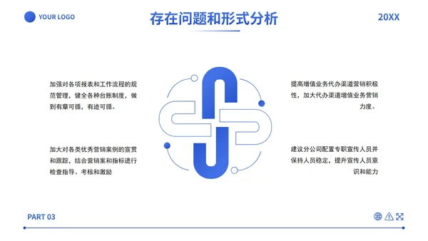 蓝色简约实景几何商务经营分析工作汇报PPT模板