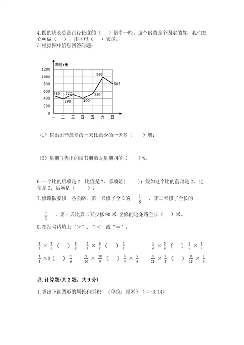 2022六年级上册数学期末测试卷夺冠word版