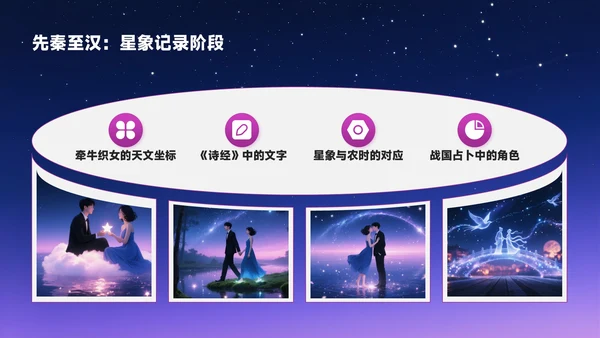 梅红色中国风七夕文化星河鹊影传千年PPT模板