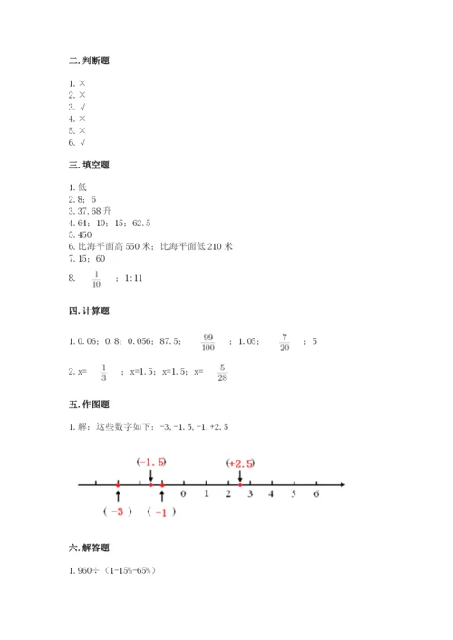 小学六年级下册数学期末卷及答案1套.docx