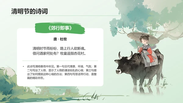 绿色水墨风清明节的文化传承与习俗解析PPT模板
